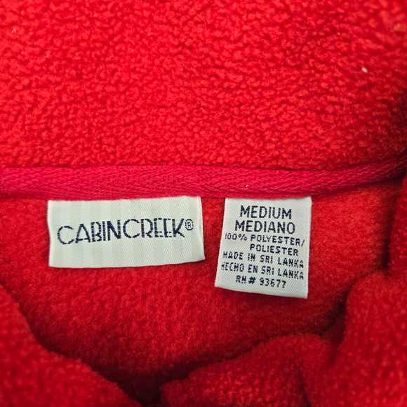 Y2K Vintage Cherry Red Collared Button Down Vibrant Fleece Jacket Size Medium - Picture 3 of 10